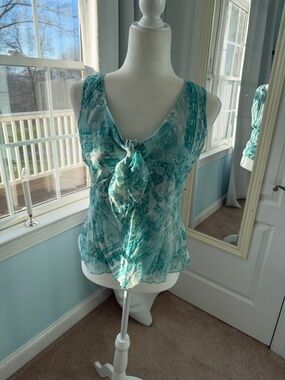 Tailor B. Moss Teal Tie-Front Camisole
